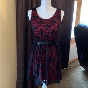 Juniors Black and Red lace Dress! Size Medium